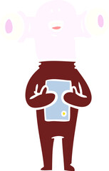 friendly flat color style cartoon alien