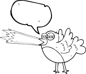freehand drawn speech bubble cartoon bird