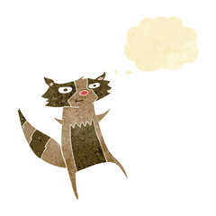 cartoon raccoon with thought bubble