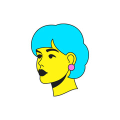 Y2k beauty woman fashion portrait cartoon character groovy style icon vector flat illustration