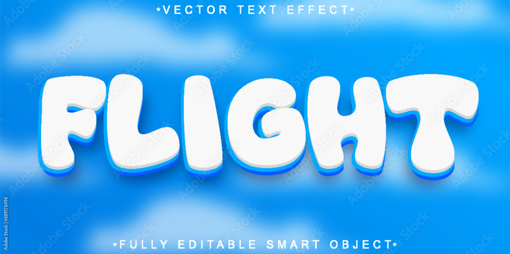 Poster cartoon flight travel vector fully editable smart object text effect