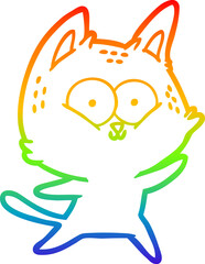 Obraz premium rainbow gradient line drawing of a cartoon cat