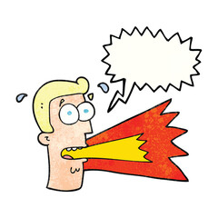 freehand speech bubble textured cartoon shouting man