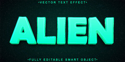 Cartoon Turquoise Alien Vector Fully Editable Smart Object Text Effect