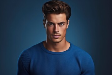 Fototapeta premium portrait of a young man in blue 