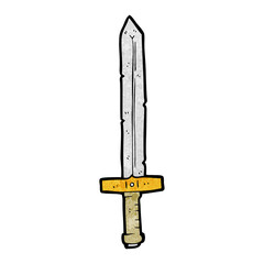 freehand textured cartoon sword