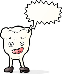 cartoon tooth with speech bubble