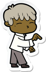 sticker of a cartoon curious boy