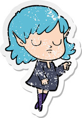 distressed sticker of a cartoon elf girl