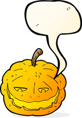 cartoon halloween pumpkin with speech bubble