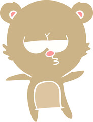 bored bear flat color style cartoon