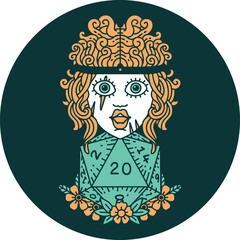 icon of human barbarian with natural twenty dice roll