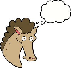 cartoon horse head with thought bubble
