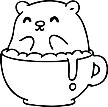 happy bear relaxing in coffee cup clip art preview