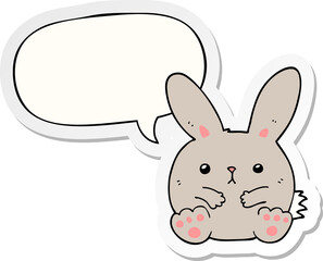 cartoon rabbit with speech bubble sticker