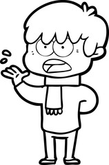 worried cartoon boy