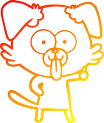 warm gradient line drawing of a cartoon dog with tongue sticking out