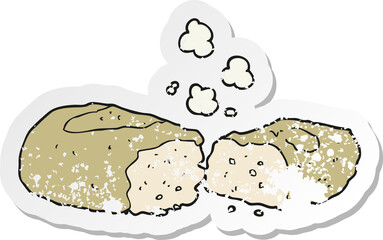 retro distressed sticker of a cartoon bread