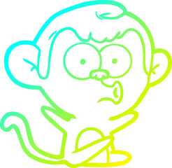 cold gradient line drawing of a cartoon hooting monkey