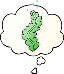 cartoon seaweed with thought bubble in smooth gradient style