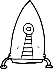 line drawing cartoon space rocket