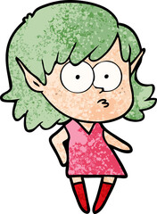cartoon elf girl staring