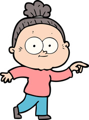 cartoon happy old woman