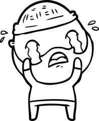 cartoon bearded man crying