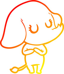 Obraz premium warm gradient line drawing of a cute cartoon elephant