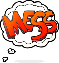 freehand drawn thought bubble cartoon mess