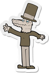 sticker of a cartoon werewolf wearing hat