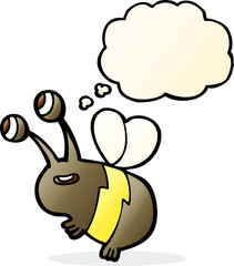 cartoon happy bee with thought bubble