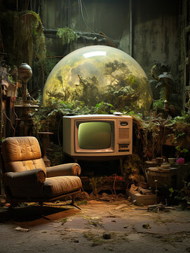A Forgotten Era: Vintage TV Set Now Home to Thriving Plant Life