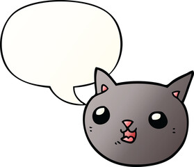 cartoon cat with speech bubble in smooth gradient style