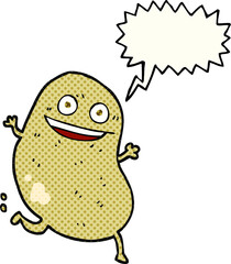 freehand drawn comic book speech bubble cartoon potato running