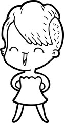 happy cartoon hipster girl