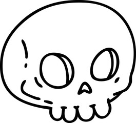 line doodle of a spooky halloween skull