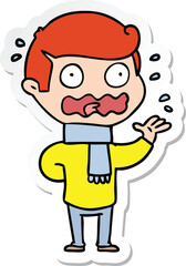 sticker of a cartoon man totally stressed out