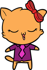 cartoon cat with bow on head