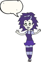freehand drawn speech bubble cartoon vampire girl
