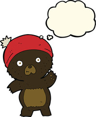 cute cartoon black bear with thought bubble