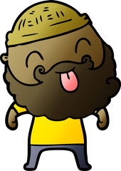 man with beard sticking out tongue