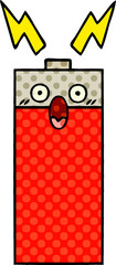comic book style cartoon of a battery