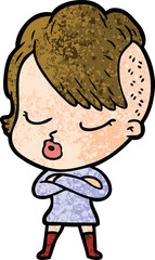 cartoon pretty hipster girl