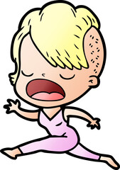 cartoon cool hipster girl talking