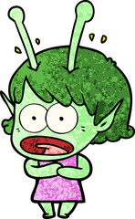 cartoon shocked alien girl