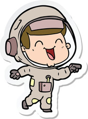Fototapeta premium sticker of a happy cartoon astronaut