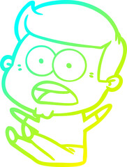 cold gradient line drawing of a cartoon shocked man