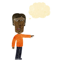 Obraz na płótnie Canvas cartoon pointing man with thought bubble