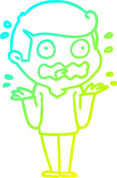recommend clip art: cold gradient line drawing of a cartoon man totally stressed out